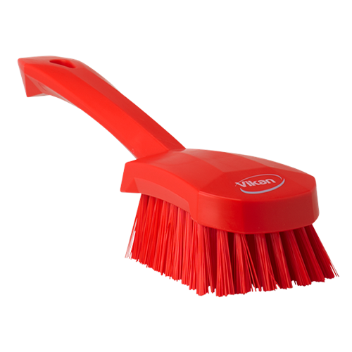 RED WASHING BRUSH WITH SHORT HANDLE 270MM